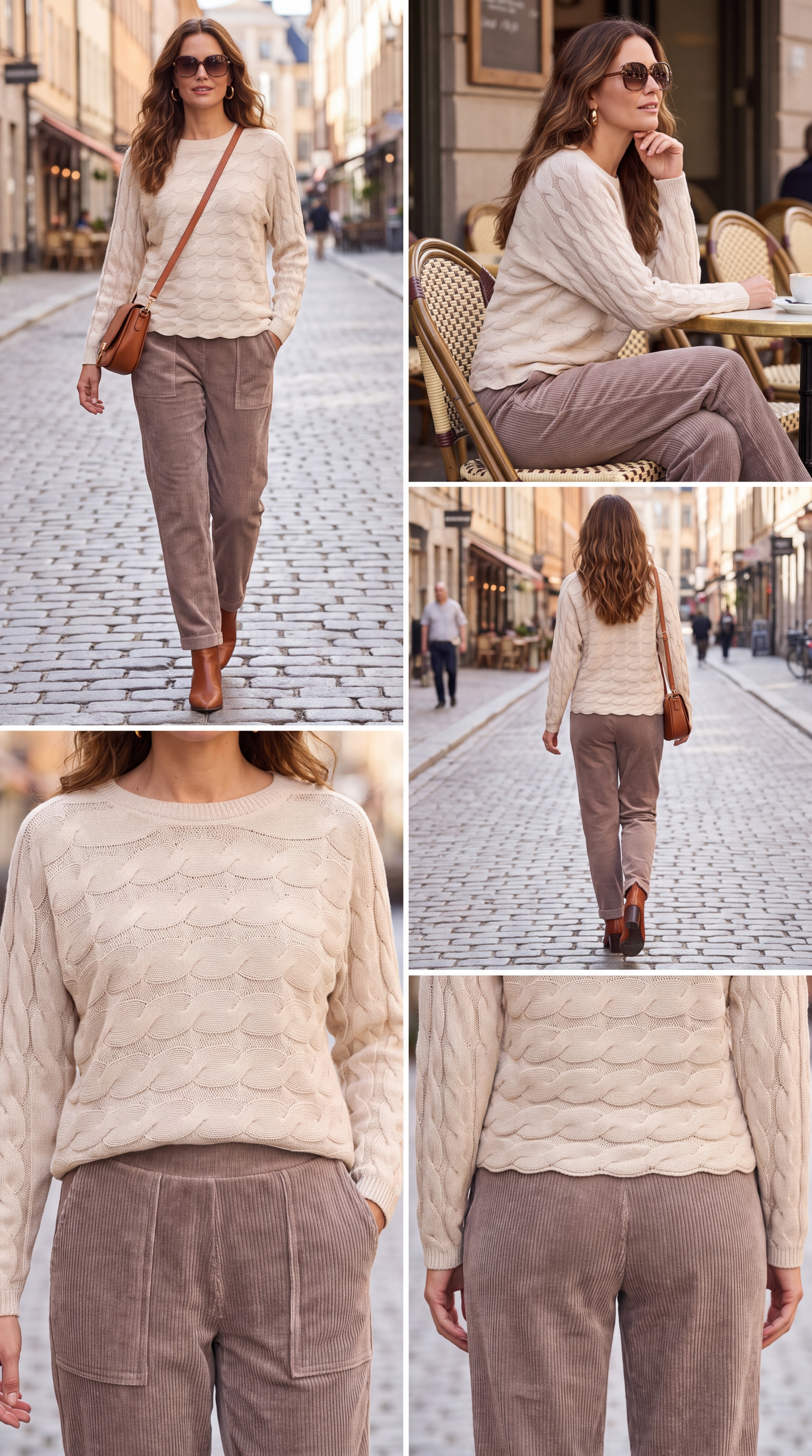 Dámsky pletený pulóver s osmičkovým vzorom BROADWAY NYC FASHION ECRU Svetlo béžový s.WEAR 4